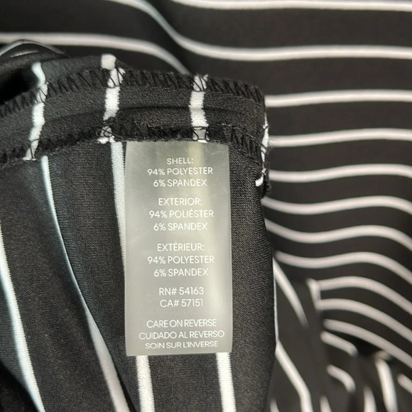 CALVIN KLEIN Striped Midi Dress Black White Ruffled Bell Sleeves Size 10 - Picture 9 of 12